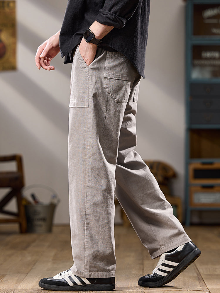 Pantalon cargo décontracté en coton pour homme, jambes larges