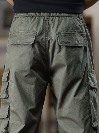 Pantalon cargo décontracté pour homme, multipoches et taille élastique
