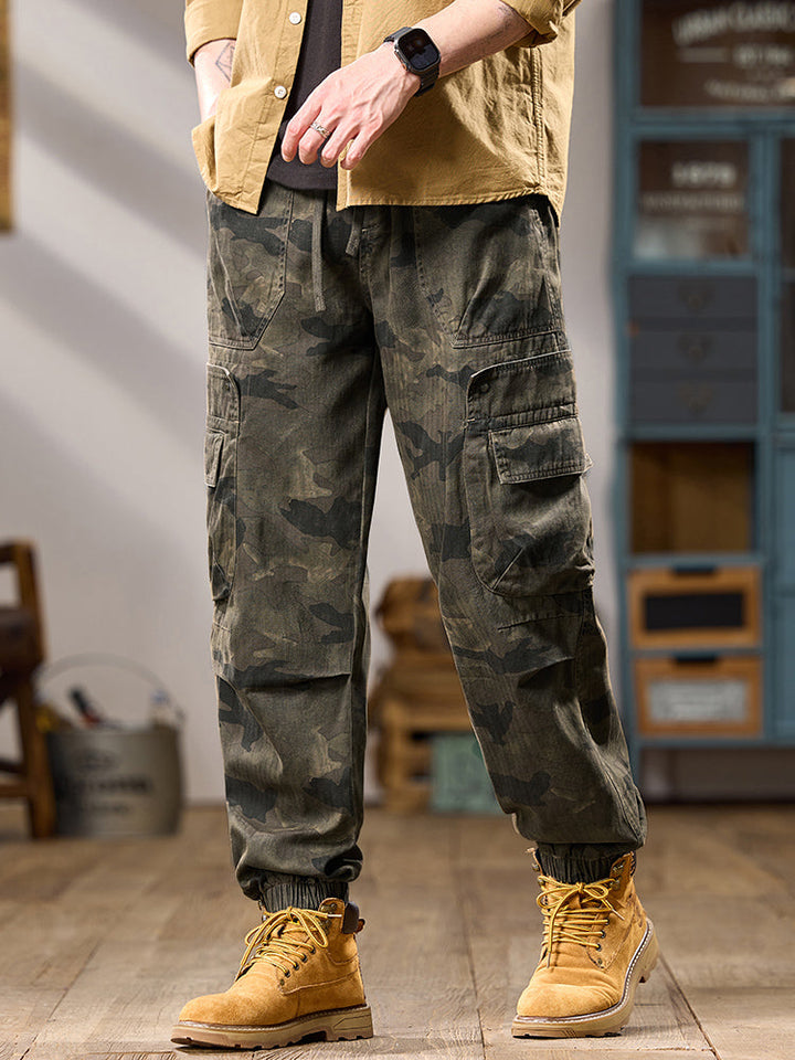 Pantalon cargo de jogging camouflage multipoches pour homme