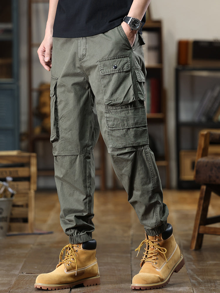 Pantalon cargo décontracté pour homme, multipoches et taille élastique