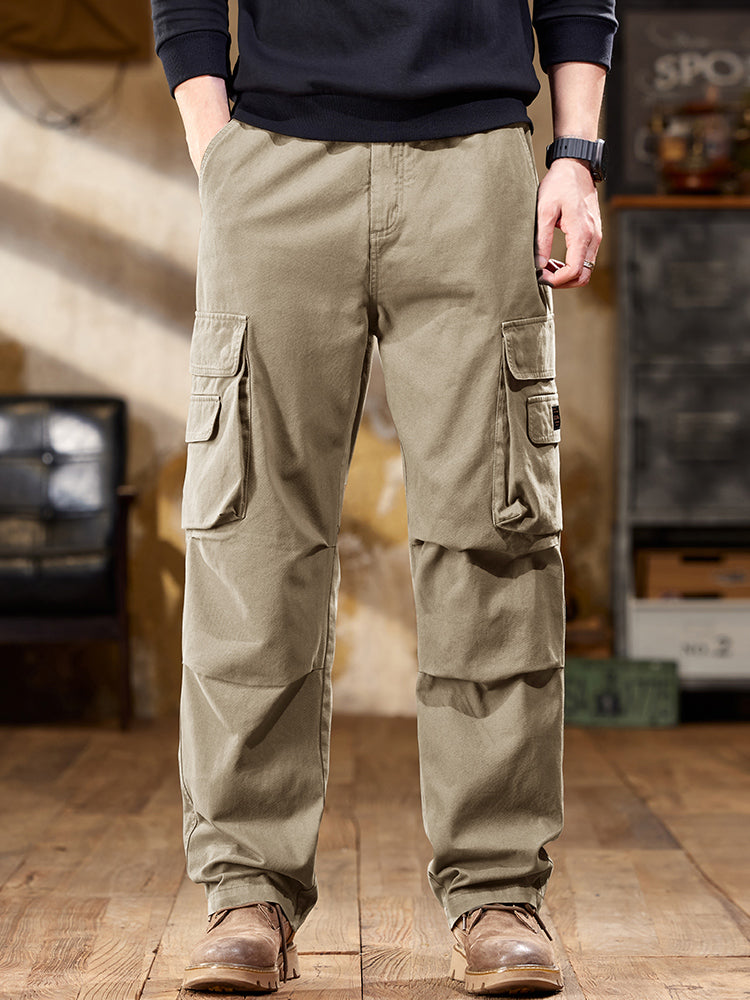 Pantalon cargo homme style vintage, coupe droite et poches multiples