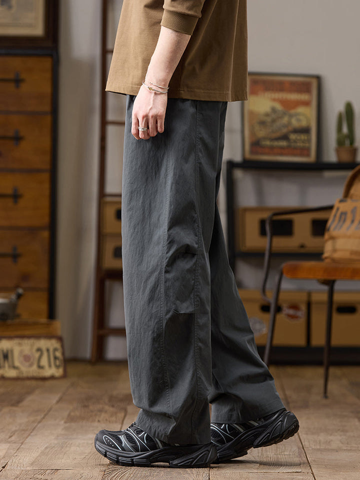 Pantalon décontracté homme coupe ample jambes larges en coton-nylon