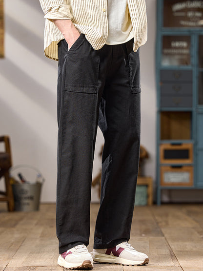 Pantalon cargo décontracté en coton pour homme, jambes larges