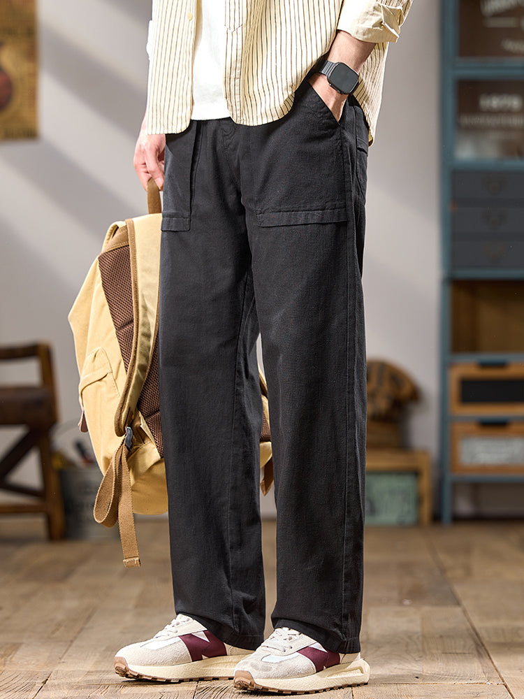 Pantalon cargo décontracté en coton pour homme, jambes larges