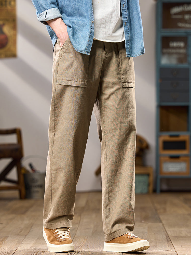 Pantalon cargo décontracté en coton pour homme, jambes larges