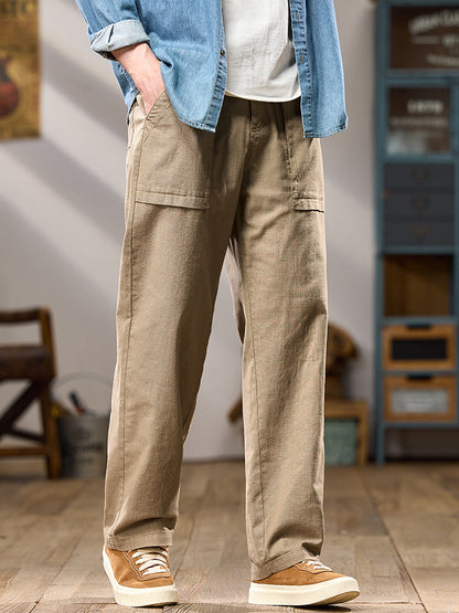 Pantalon cargo décontracté en coton pour homme, jambes larges