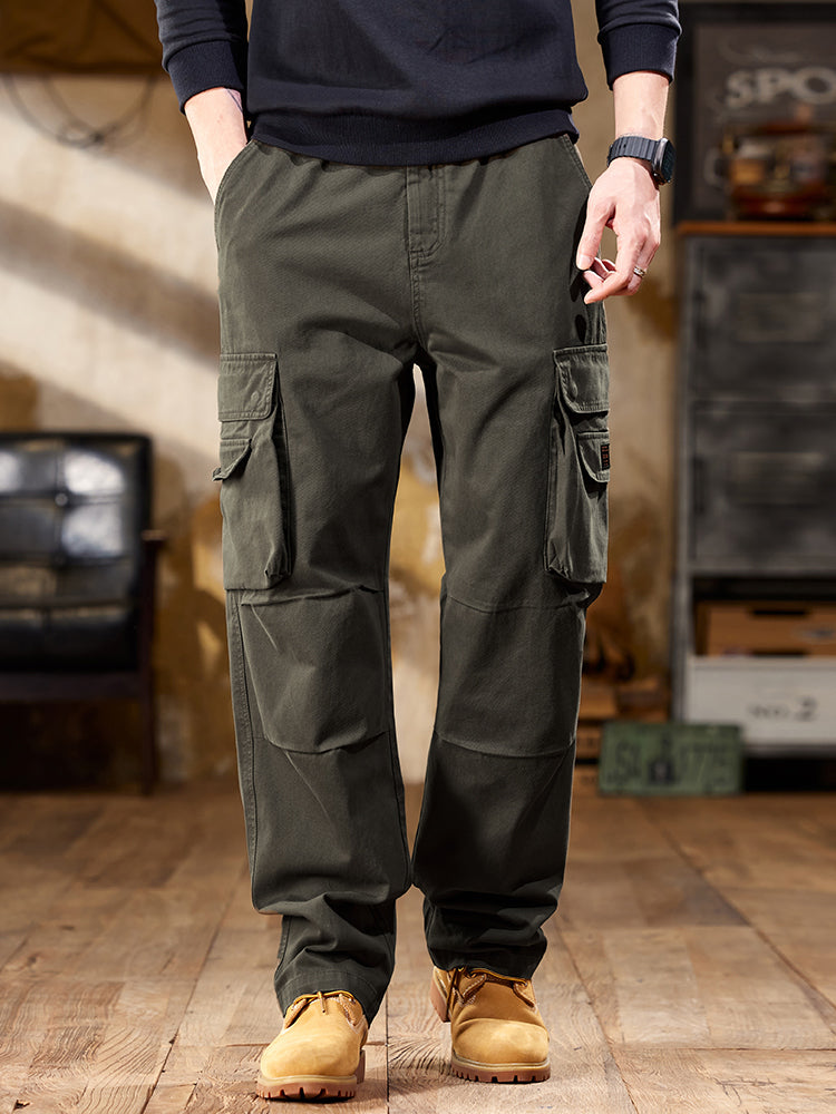 Pantalon cargo homme style vintage, coupe droite et poches multiples