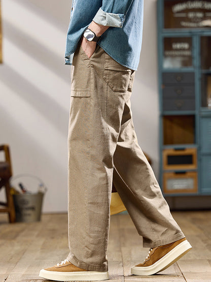 Pantalon cargo décontracté en coton pour homme, jambes larges