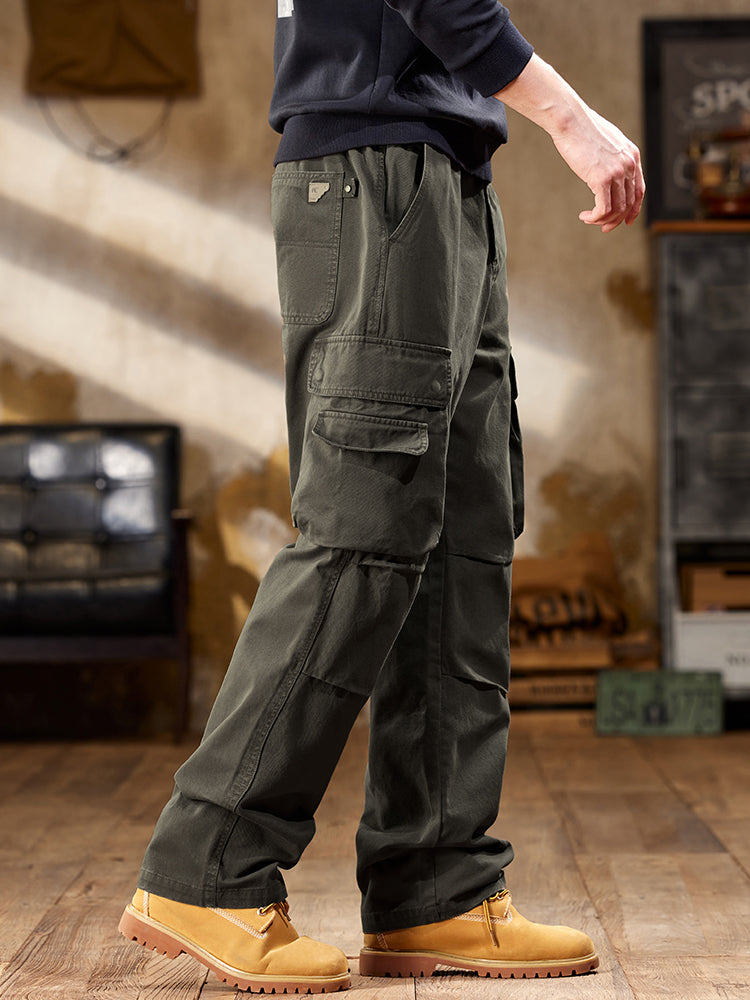 Pantalon cargo homme style vintage, coupe droite et poches multiples