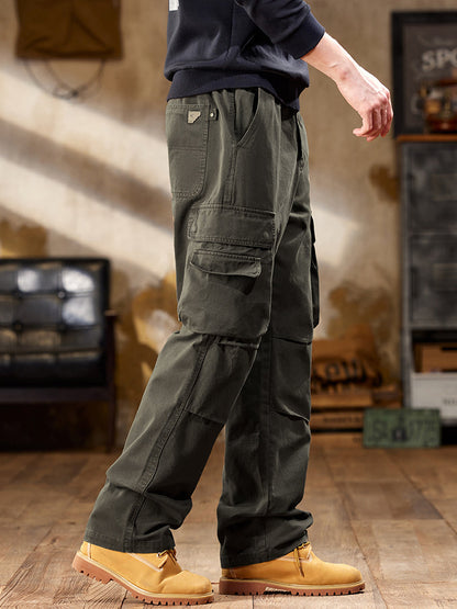 Pantalon cargo homme style vintage, coupe droite et poches multiples