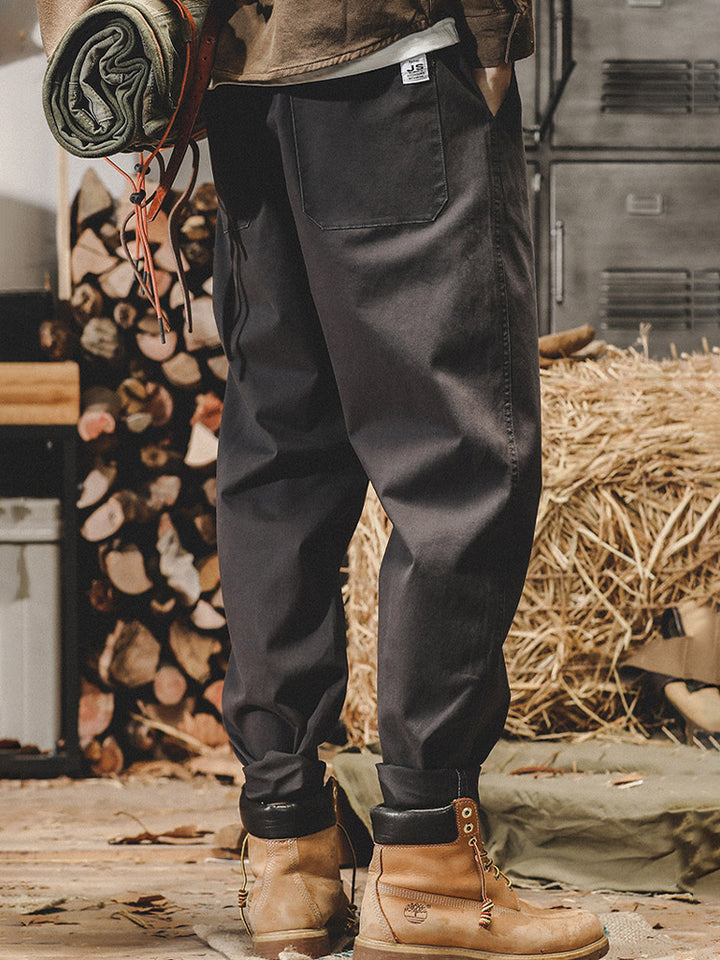 Pantalon décontracté pour homme en 98 % coton et 2 % élasthanne, avec taille à cordon de serrage
