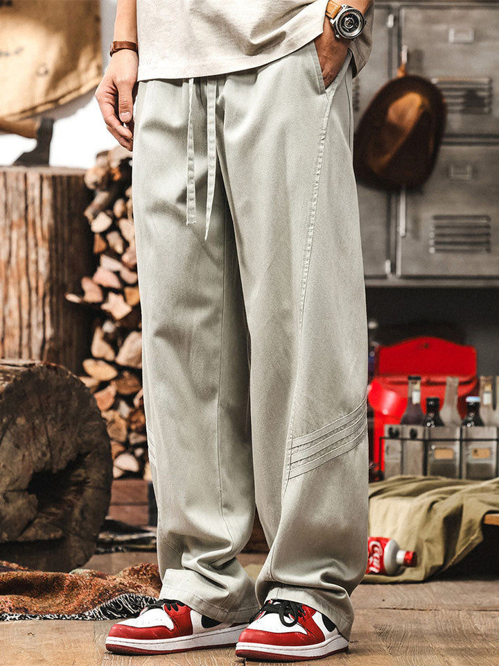 Lässige Herren-Freizeithose mit weitem Bein und Kordelzug aus Lyocell-Baumwoll-Mischgewebe