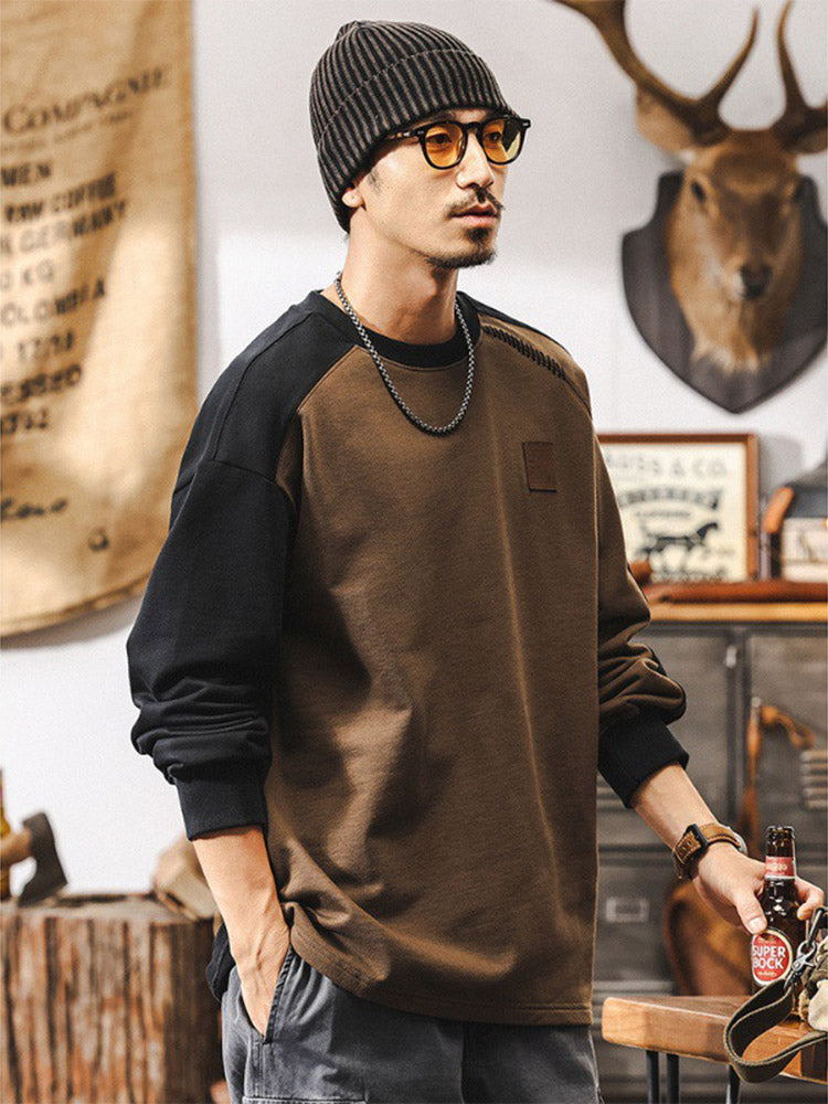 Herren-Sweatshirt mit Rundhalsausschnitt aus 100 % Baumwolle im Color-Blocking-Design