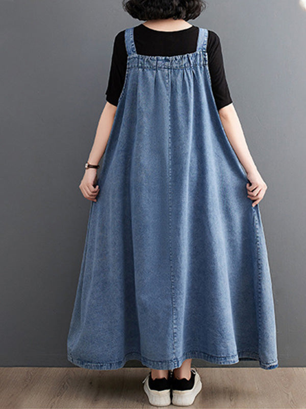 Robe salopette en jean ample pour femme