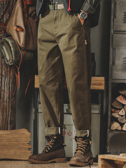 Pantalon chino fuselé délavé pour homme, style vintage