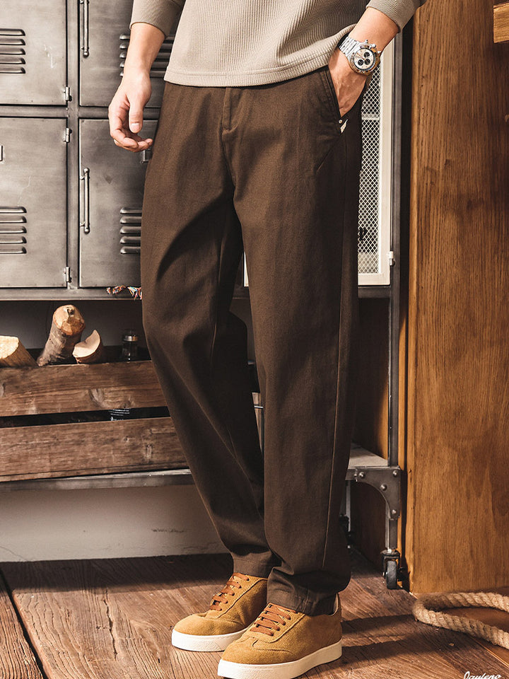 Pantalon chino pour homme style  workwear  rétro en coton avec taille élastiquée