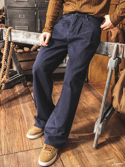 Herren‑Breitbein‑Arbeitshose aus Baumwolle Vintage‑Workwear‑Stil