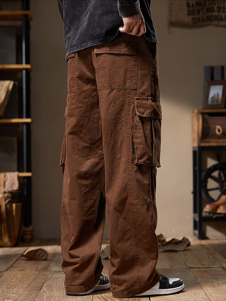 Herren Cargohose aus 100% Baumwolle, Weites Bein, Mehrere Taschen
