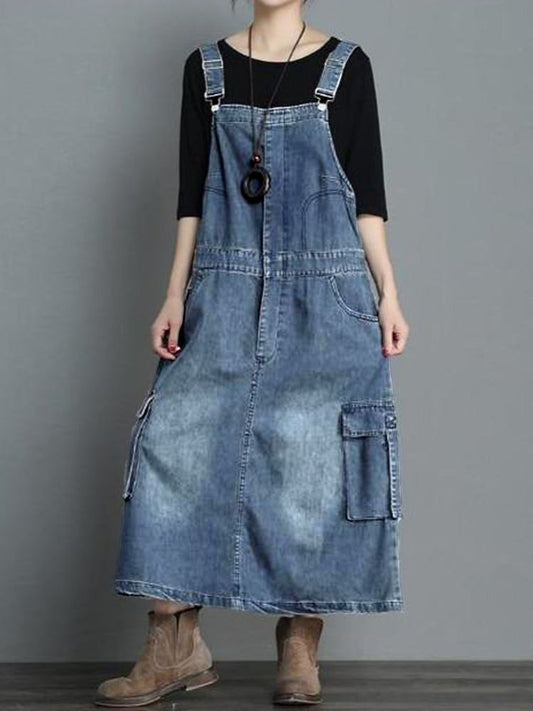 Robe salopette ample en jean