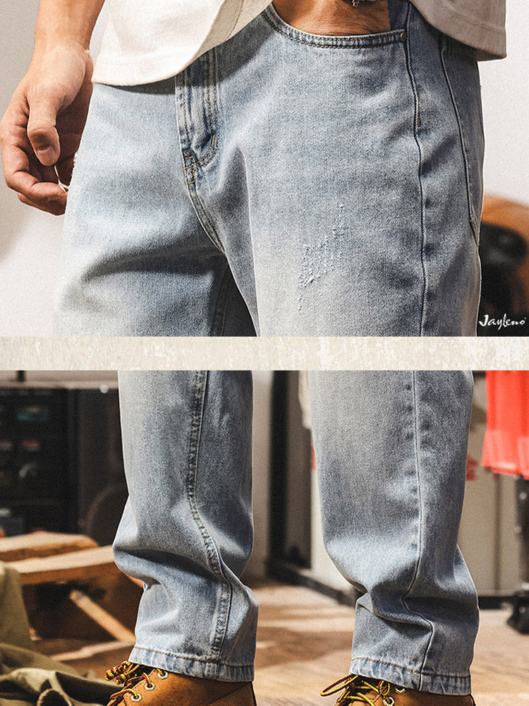 Jean pour homme avec délavage subtil et détails vintage effet usé