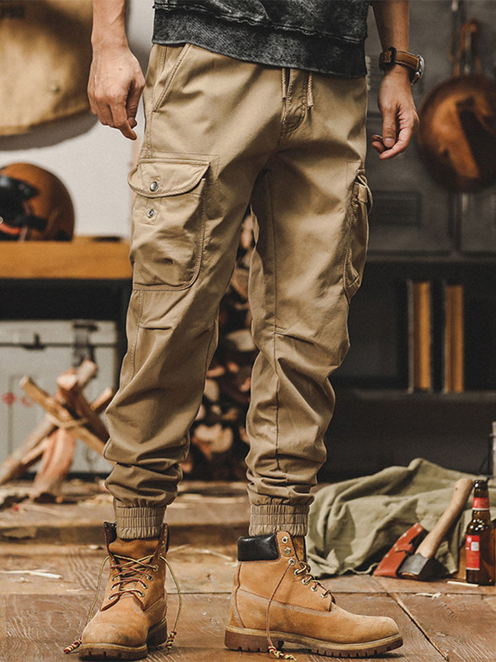 Herren Retro Cargohose Jogger‑Schnitt Baumwolle‑Elasthan