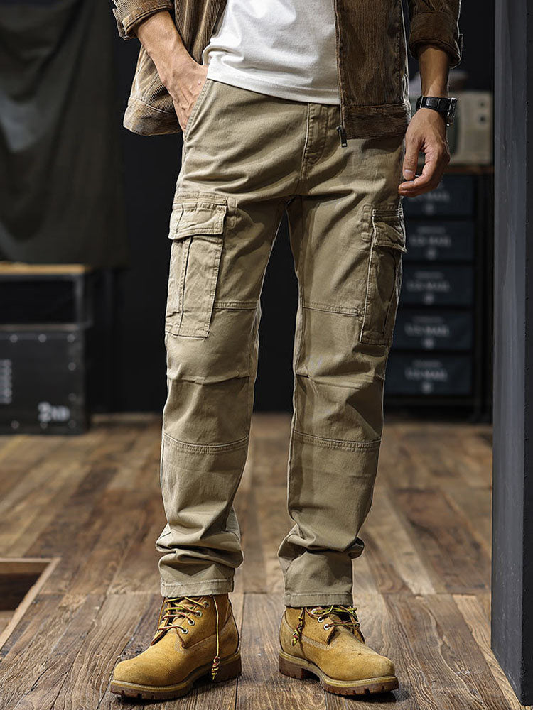 Pantalon cargo homme coupe droite à poches multiples