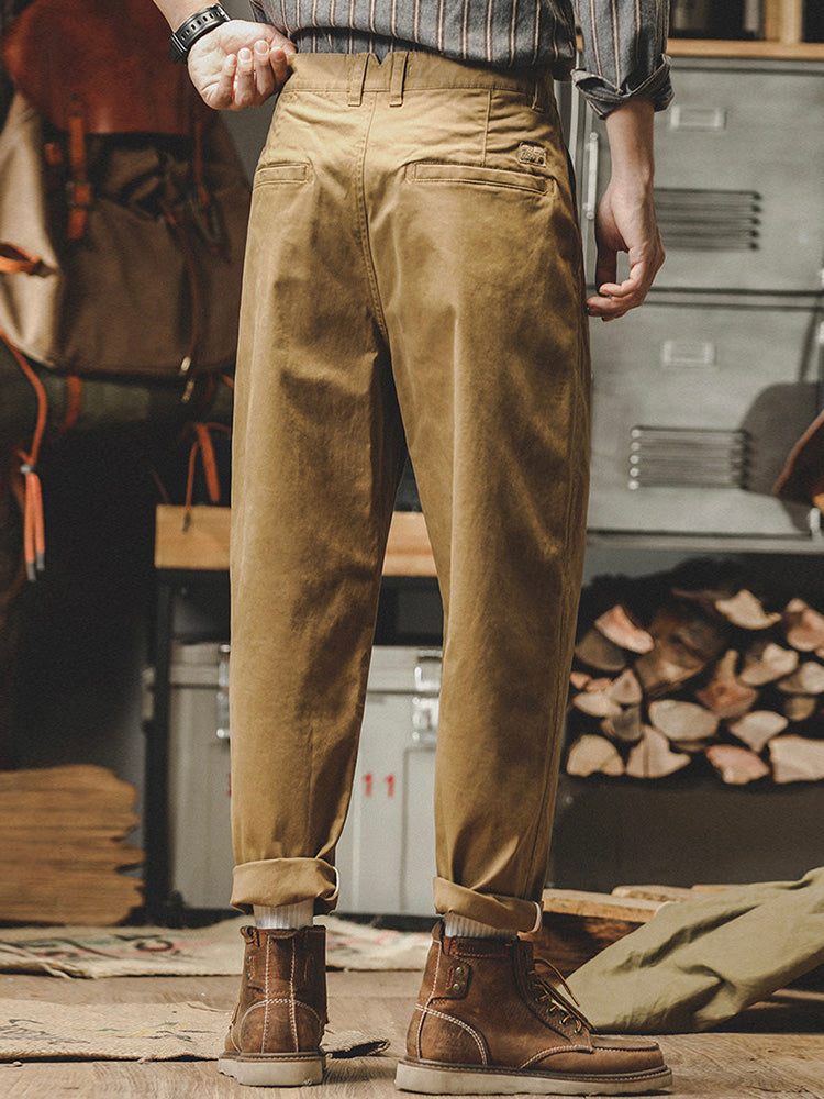 Pantalon chino fuselé délavé pour homme, style vintage