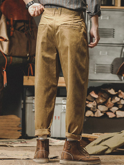 Pantalon chino fuselé délavé pour homme, style vintage