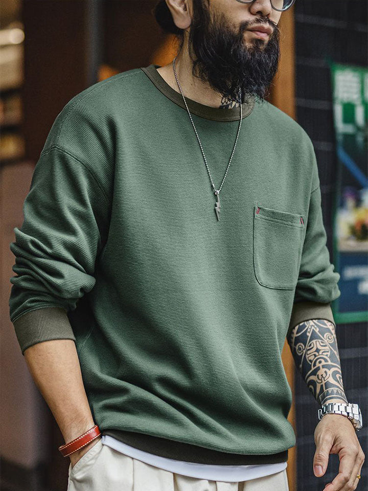 Herren-Sweatshirt mit Waffelstrickmuster