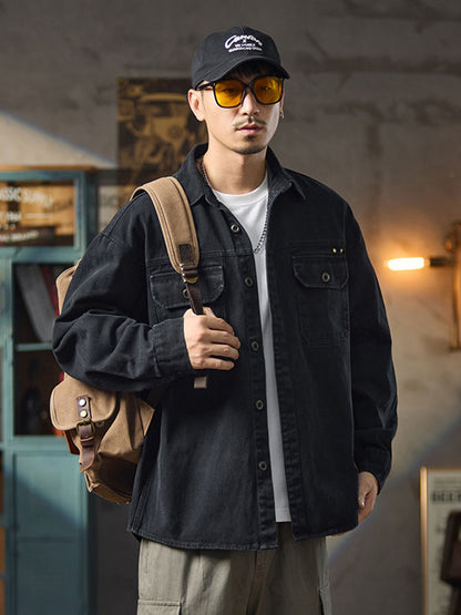 Herren Freizeit‑Hemdjacke im Retro‑Stil
