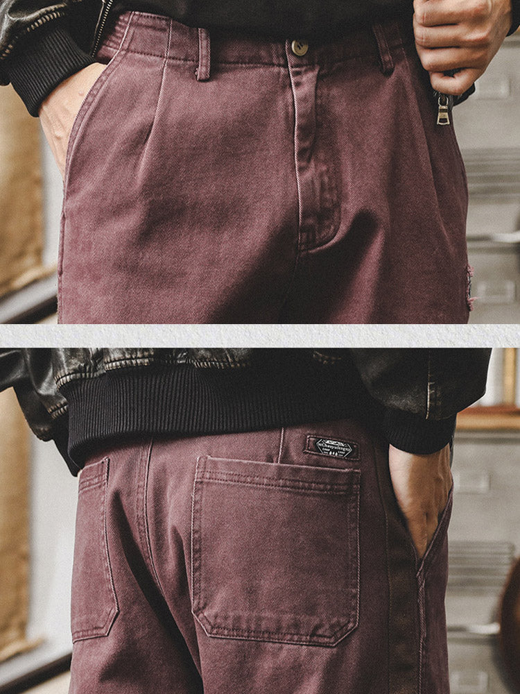 Pantalon décontracté vintage pour homme en 100 % coton avec bandes latérales contrastantes