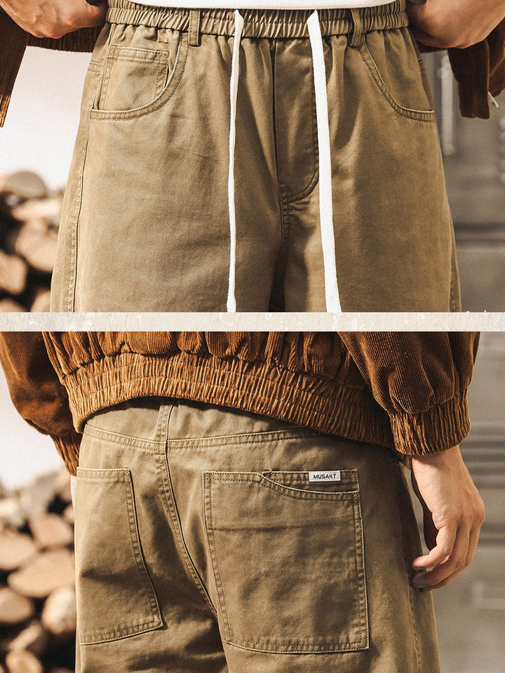 Herren-Hose aus 100 % Baumwolle mit weitem Bein und Vintage-Waschung