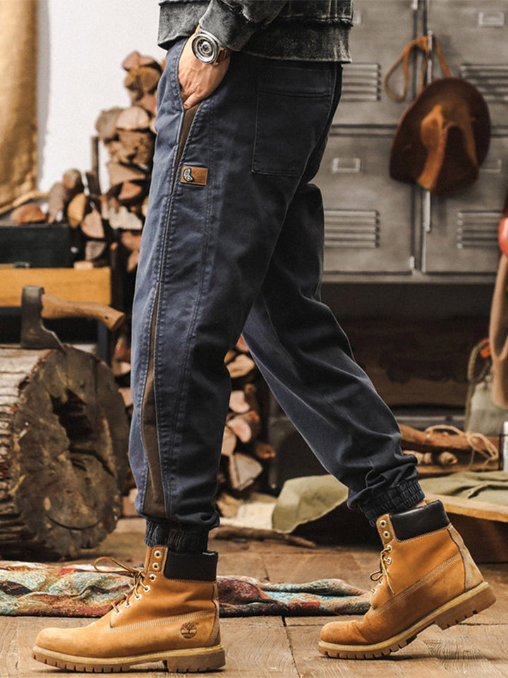 Pantalon de jogging pour homme avec bandes latérales et effet délavé vintage