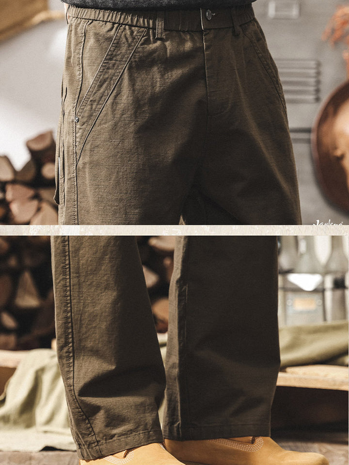 Herren-Hose im Retro-Stil aus 100 % Baumwolle mit weitem Bein
