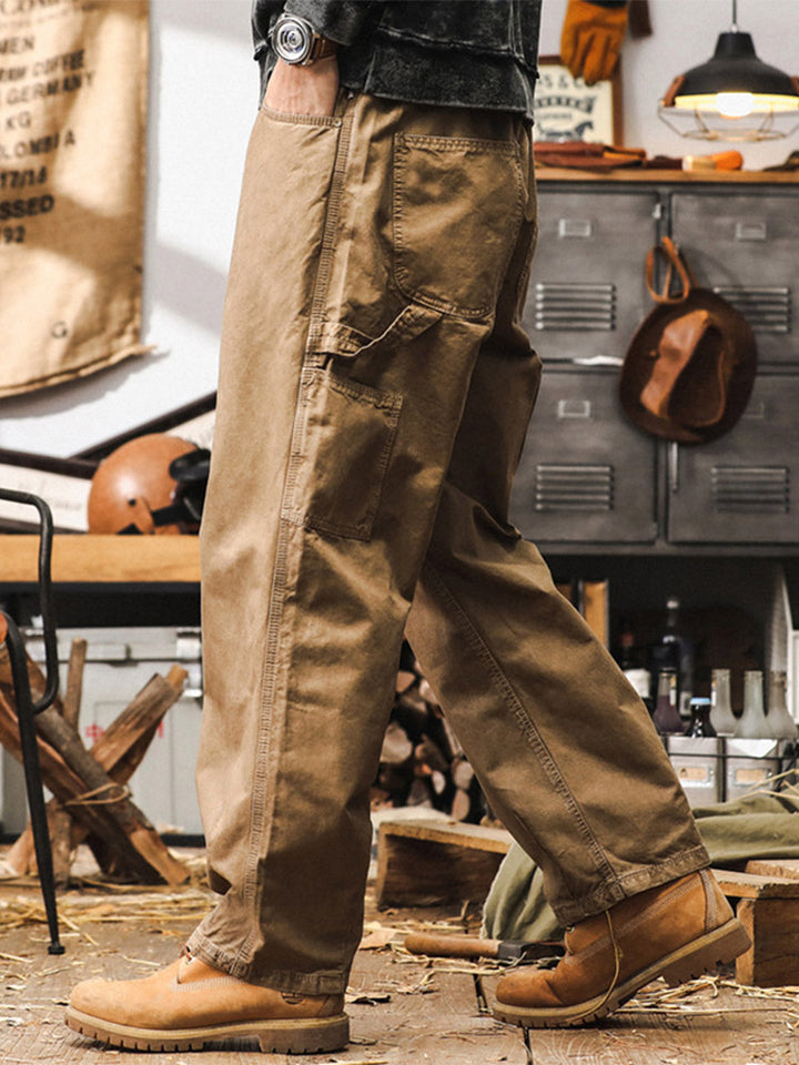 Pantalon cargo rétro à coupe large pour homme, 100 % coton