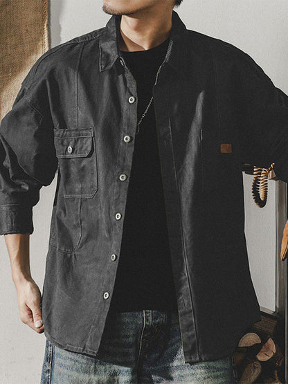 Herren Langarm‑Hemdjacke aus 100 % Baumwolle im Arbeitsstil