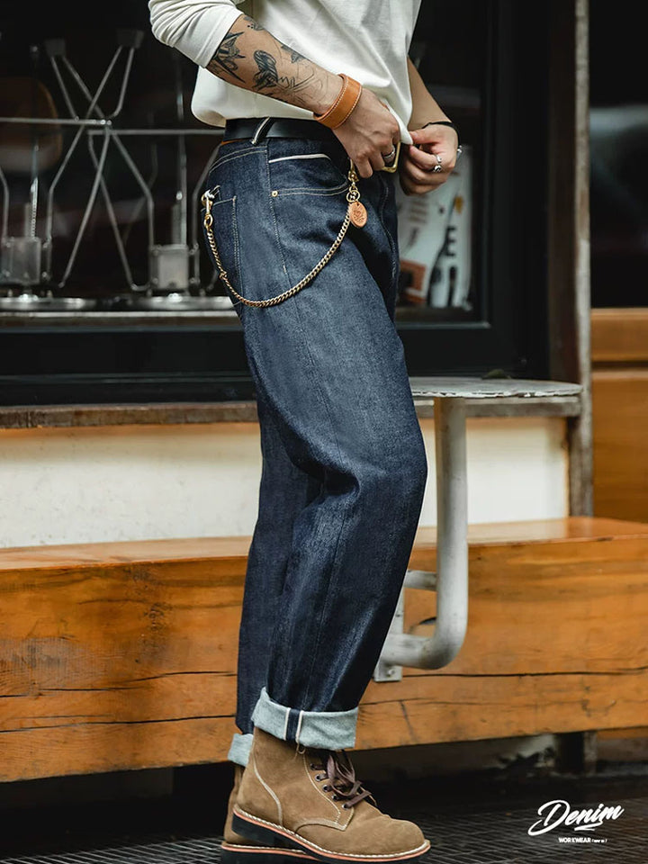 Jean Selvedge pour homme 100 % coton – Coupe décontractée (Relaxed Fit) – Style vintage