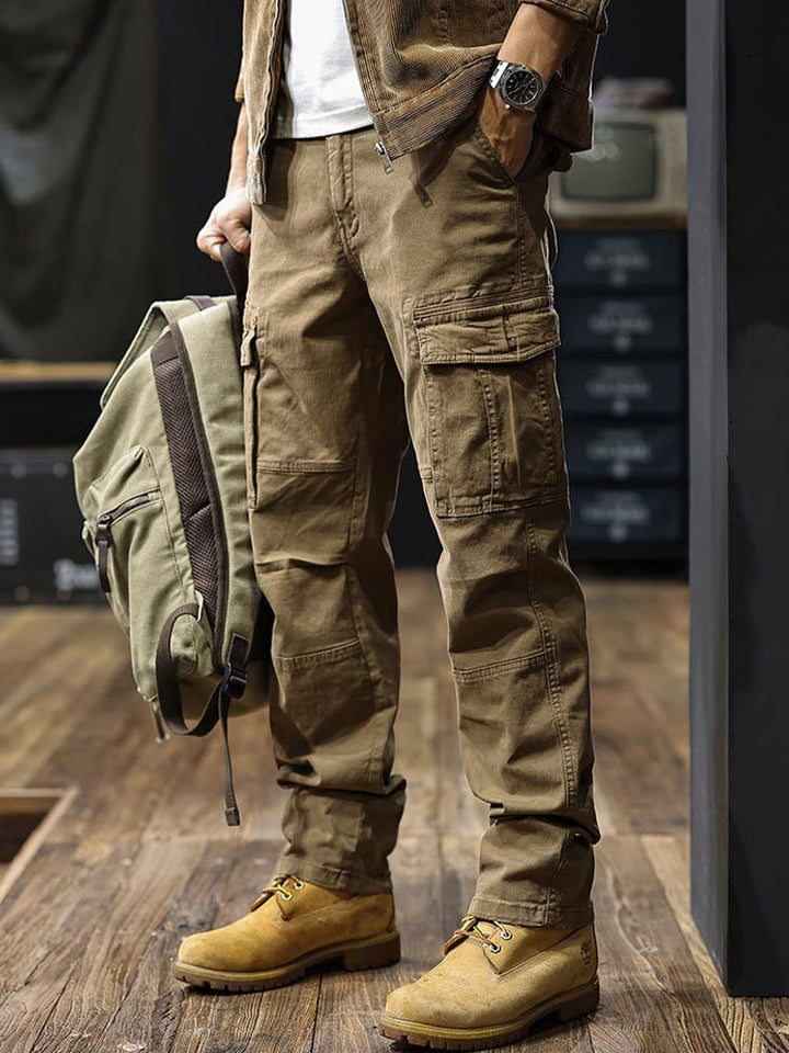 Pantalon cargo homme coupe droite à poches multiples