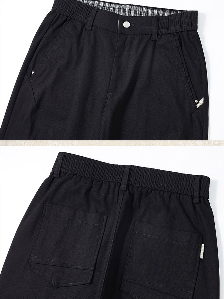 Pantalon chino pour homme style  workwear  rétro en coton avec taille élastiquée