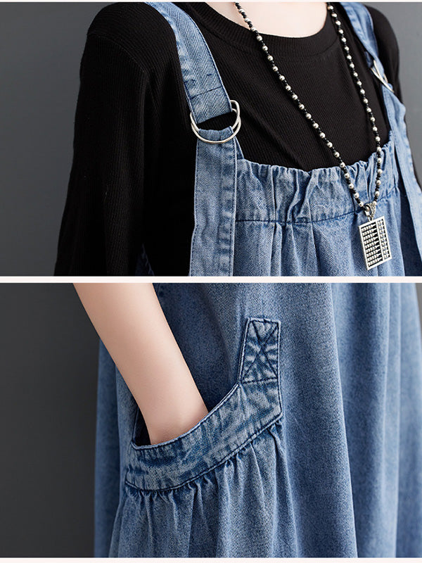 Robe salopette en jean ample pour femme