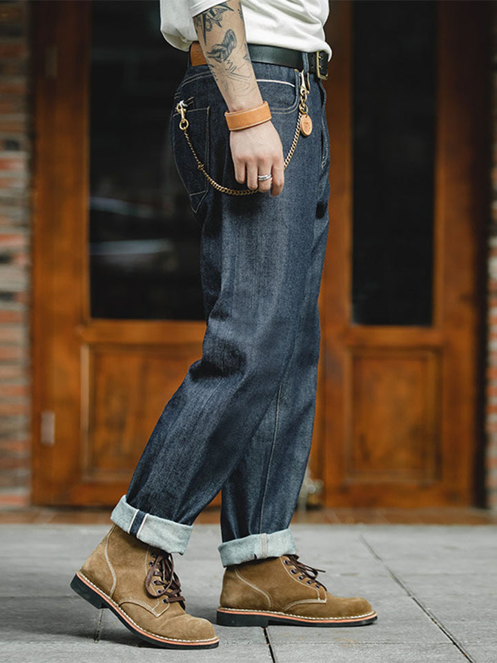 Jean Selvedge pour homme 100 % coton – Coupe décontractée (Relaxed Fit) – Style vintage