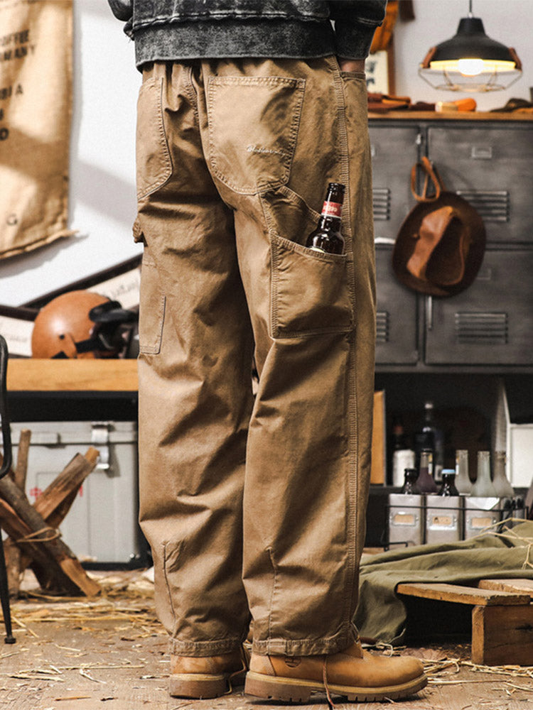 Pantalon cargo rétro à coupe large pour homme, 100 % coton