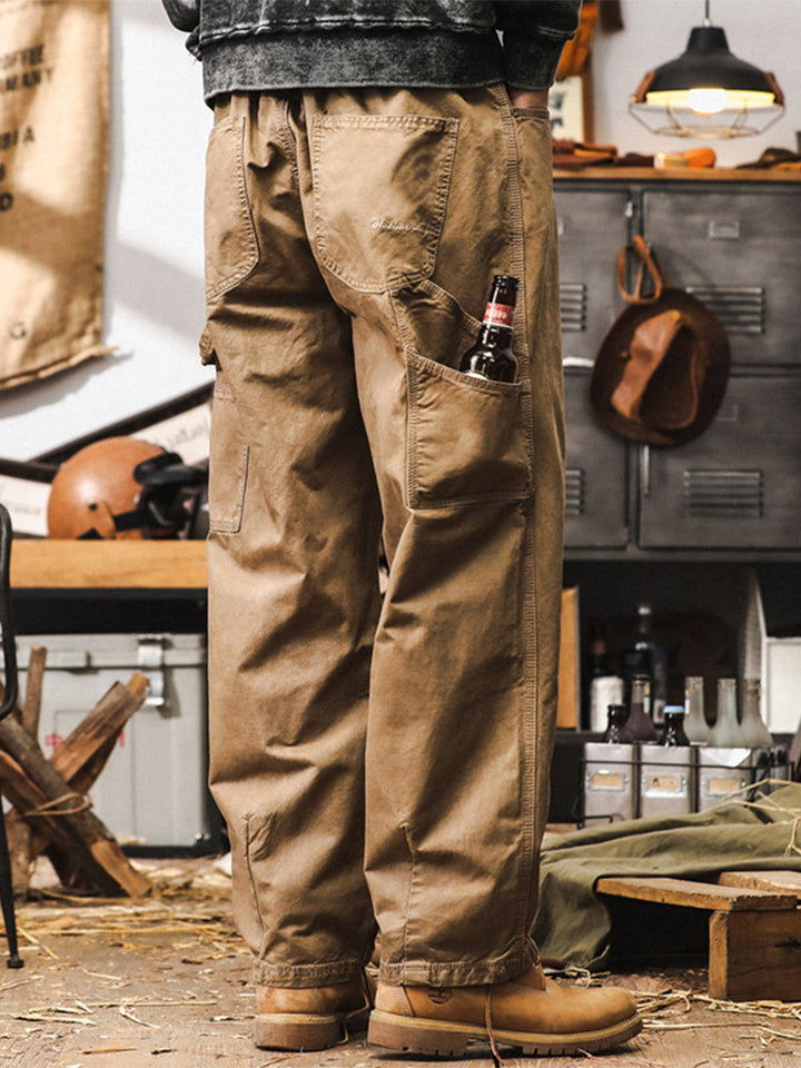 Pantalon cargo rétro à coupe large pour homme, 100 % coton
