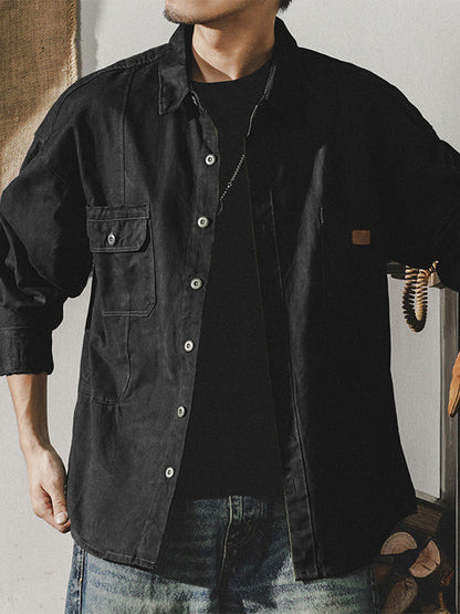 Herren Langarm‑Hemdjacke aus 100 % Baumwolle im Arbeitsstil