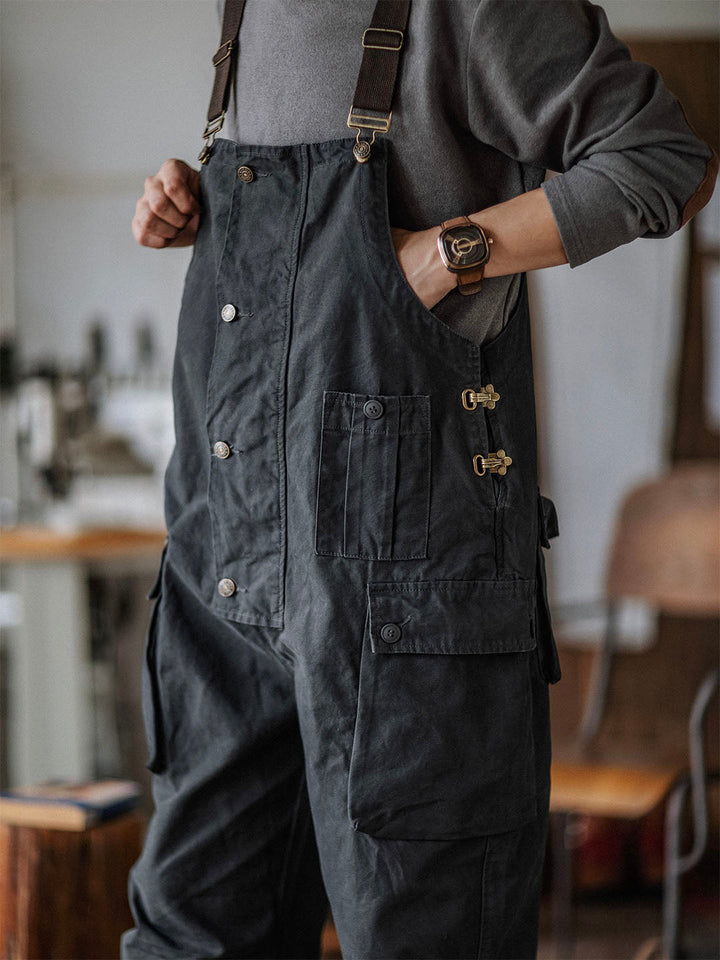 Salopette en toile boutonnée pour homme