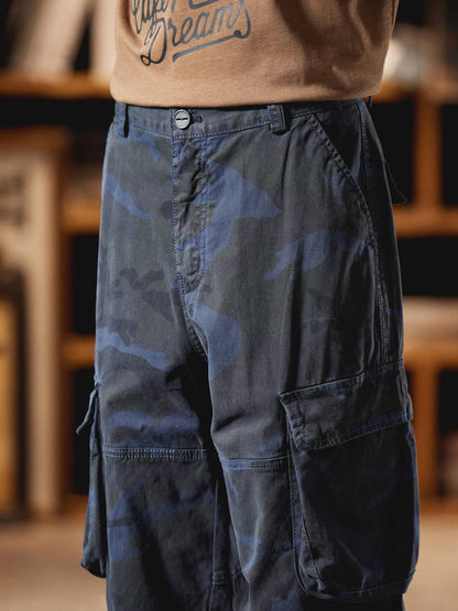 Herren-Cargohose im American Vintage-Stil mit Camouflage-Muster