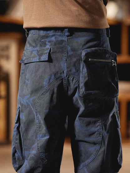 Herren-Cargohose im American Vintage-Stil mit Camouflage-Muster