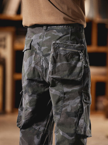 Herren-Cargohose im American Vintage-Stil mit Camouflage-Muster