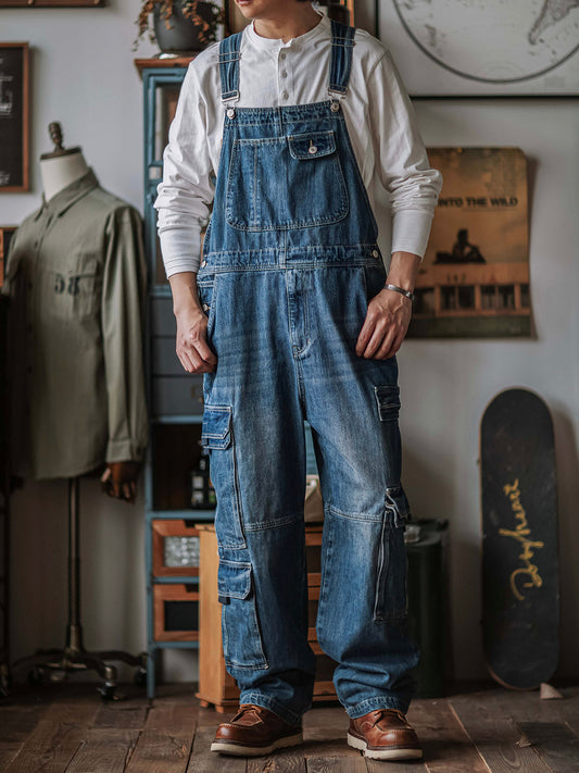 Herren-Jeanslatzhose mit Cargotaschen