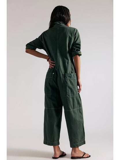 Damen-Jumpsuit aus Denim mit weitem Bein